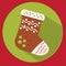 Christmas cookie. gingerbread sock. Flat vector icon with long shadow. New year food