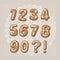 Christmas cookie numbers. Vector font