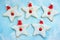Christmas cookies santa claus, creative idea for treats kids, funny edible santas of star cookies recipe