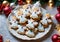 Christmas Cookies In The Shapes Of Angels, On A Festive Platter. Generative AI