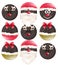 Christmas cookies Vector. Funny Santa faces. Realistic Sweet dessert designs