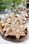 Christmas cookies on wooden tray