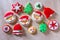 Christmas cookies Xmas tree Santa snowflake on recycled paper