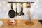 Christmas cooking table and utensils, winter kitchen decor