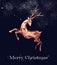 Christmas copper low poly deer greeting card