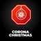 Christmas Coronavirus road sign. Christmas ball Corona virus Bacteria Cell Icon, 2019-nCoV in caution traffic signs. Warning
