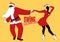 Christmas couple dancing swing, rock or lindy hop.