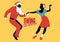 Christmas couple dancing swing, rock or lindy hop.