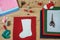 Christmas crafting supplies, handmade felt christmas stocking and decor