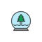 Christmas crystal snow globe with xmas tree filled outline icon