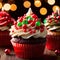 christmas cupcakes , festive treats with colorful icing