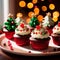 christmas cupcakes , festive treats with colorful icing