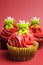 Christmas cupcakes with fun and quirky reindeer faces - vertical.