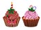 Christmas cupcakes.Illustration of Christmas cupcakes decorating