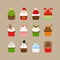 Christmas cupcakes vector illustration set