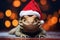 Christmas cute baby iguana in red Santa hat