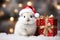 Christmas cute bunny, christmas gifts, portrait, adorable