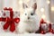 Christmas cute bunny, christmas gifts, portrait, adorable