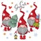 Christmas Cute Cartoon Gnomes on a white background