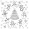 Christmas cute coloring page for kids and adults for 2020 - year of the Mouse