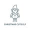 Christmas cute elf line icon, vector. Christmas cute elf outline sign, concept symbol, flat illustration