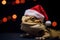 Christmas cute funny iguana in red Santa hat