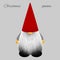 Christmas cute gnome on gray isolated background.