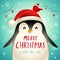 Christmas Cute Little Penguin with Santaâ€™s Cap.