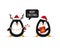 Christmas. Cute penguins with Christmas gifts. Happy animals. Vector