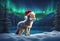 Christmas - Cute Wolf cub Santa Claus hat - AI generated