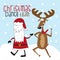 Christmas dance team- funnyi Christmas text, with cute dancer Reindeer and Santa Claus.