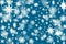 Christmas dark blue background with a lots of snow flakes and st