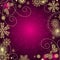 Christmas dark purple frame with mandala and gold snowflakes