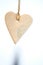 Christmas decor ceramic heart, ornament hanging on sacking threads