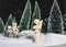 Christmas decor scene on Christmas Eve. An angel sings a Christmas song against the backdrop of a snowy winter. Selective focus