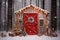 Christmas decorated entrance to a country barn.