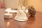 Christmas decoration candle bell lignt on table