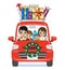 Christmas Decoration Car loads gift boxes - Cartoon family