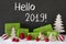 Christmas Decoration, Cement, Snow, English Text Hello 2019