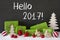 Christmas Decoration, Cement, Snow, Text Hello 2017