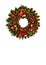 Christmas decoration. Christmas wreath of cones spruce, cones pine, branch christmas tree, red holly, bells and christmas balls