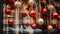 Christmas decoration details on English styled luxury high street city store door or shopping window display, holiday sale and