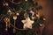 Christmas decoration details, keys on the tree.