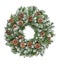 Christmas decoration evergreen pine wreath cones white background