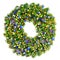 Christmas decoration evergreen wreath with colorful lights and s