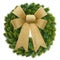 Christmas decoration evergreen wreath with golden ribbon