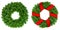 Christmas decoration evergreen wreath with red ribbon