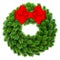 Christmas decoration evergreen wreath wit red ribbon bow