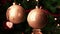 Christmas decoration gold balls movement. christmas tree lights bokeh