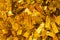 Christmas decoration - Gold and yellow Christmas tinsel is as Christmas light Abstract background